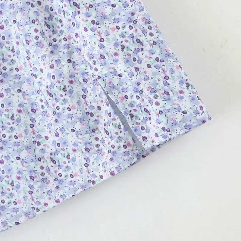 Женская юбка-трапеция Bazaleas облегающая фиолетовая с цветочным принтом юбки