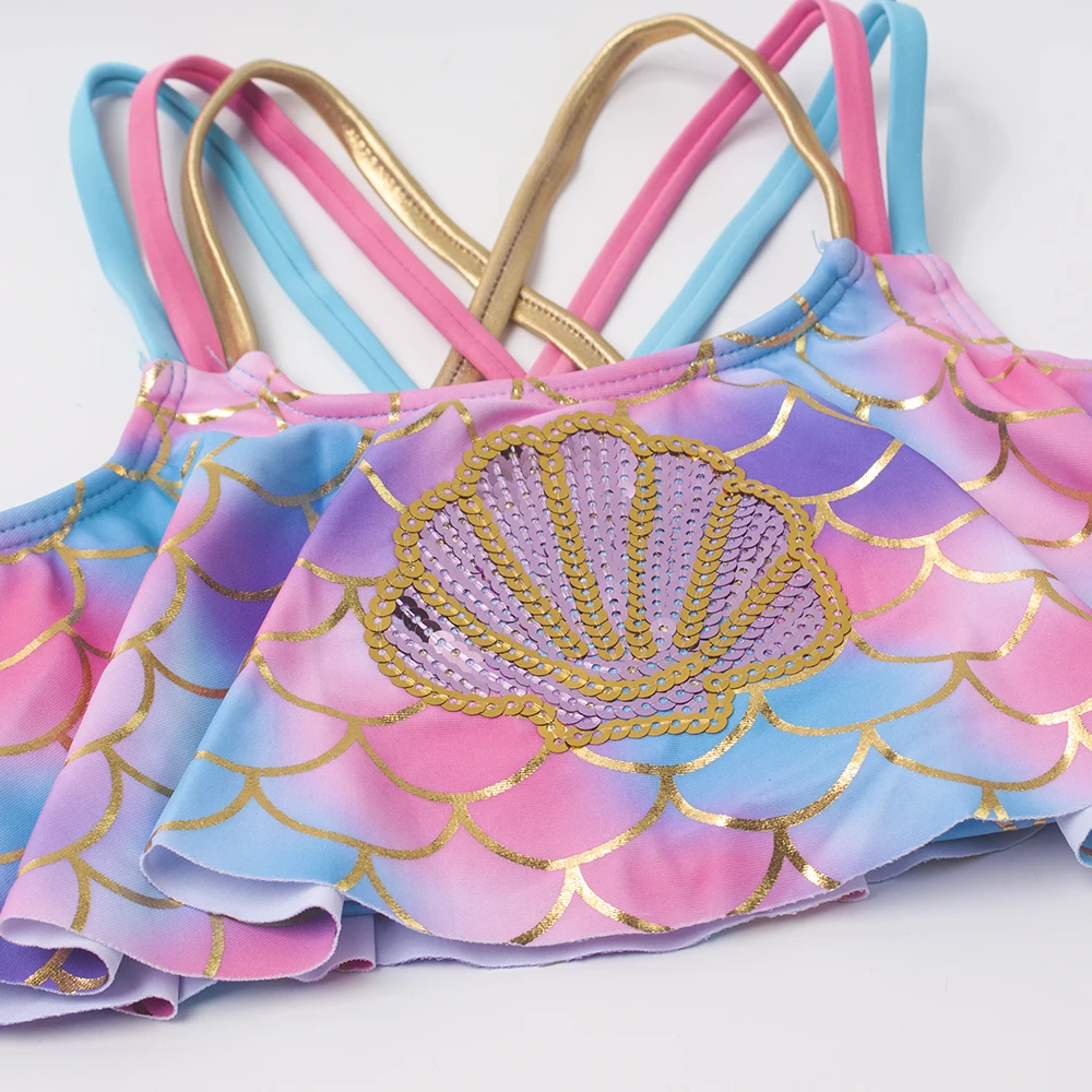 Разные Стильные Детские бикини с рыбьей чешуей купальный костюм для девочек