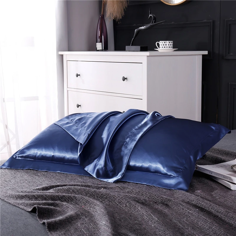 

Liv-Esthete Luxury Euro 100% Satin Silk Pillowcase Smoothly Queen King Silky 19 Color Pillow Case Women Man Size 48x74cm