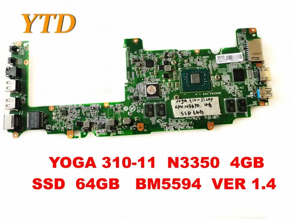 Оригинальная материнская плата для ноутбука Lenovo YOGA 310 11IAP 11 N3350 4 ГБ SSD 64 BM5594 VER 1