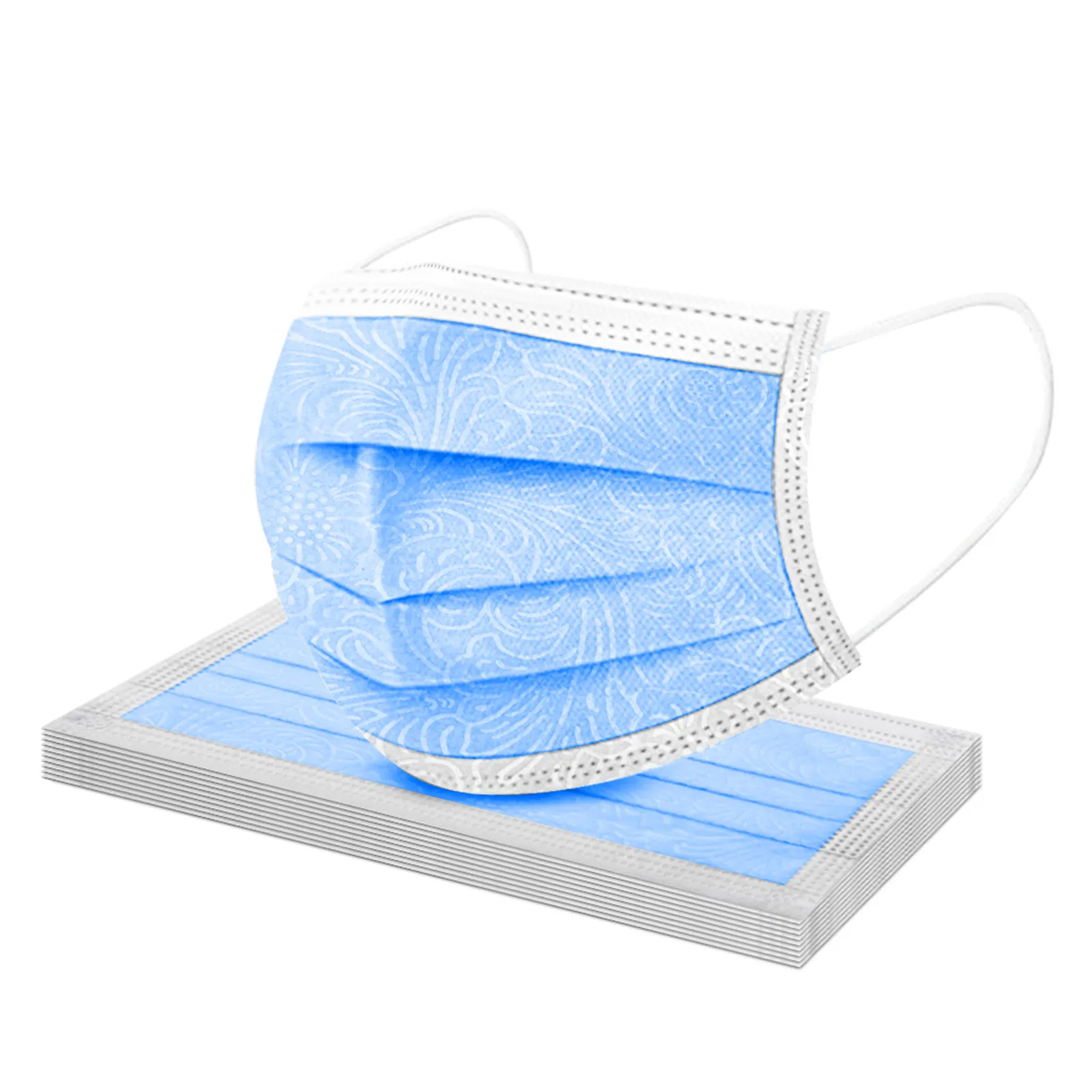 

Disposable Face Masks 3 Layer Filter Earloop Anti-dust Breathable Gauze Mask Blue Adult Face Mouth Masks Maschera Masker d5