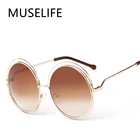 Солнцезащитные очки MUSELIFE женские круглые, винтажные брендовые дизайнерские зеркальные солнечные очки с металлической оправой, большие размеры, с линзами d