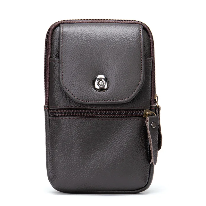 

Casual Vintage Mens Waist Bag Genuine Cowhide Fashion Male Bag Waist Simple Satchel Texture Versatile Mobile Phone Storage Bags
