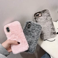 plush phone cases for samsung galaxy a9 a8 a7 a6 plus a5 a3 2016 2017 2018 a750 a6s crystal warm fur rabbit diamond soft covers
