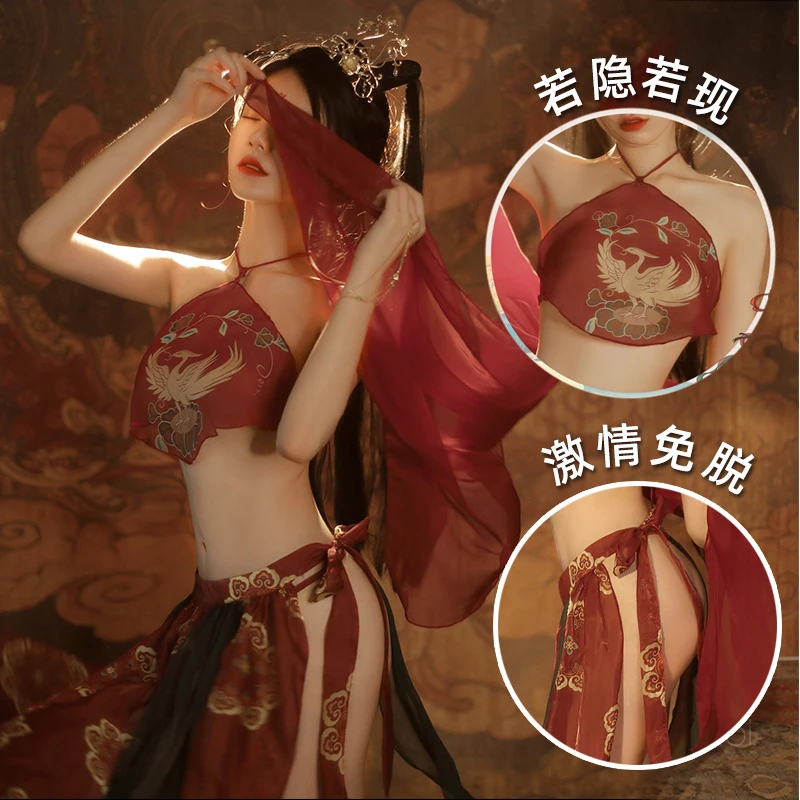 

Sexy lingerie pajamas temptation costume bellyband Dunhuang clothing Christmas uniform passion suit bed cheongsam Hanfu