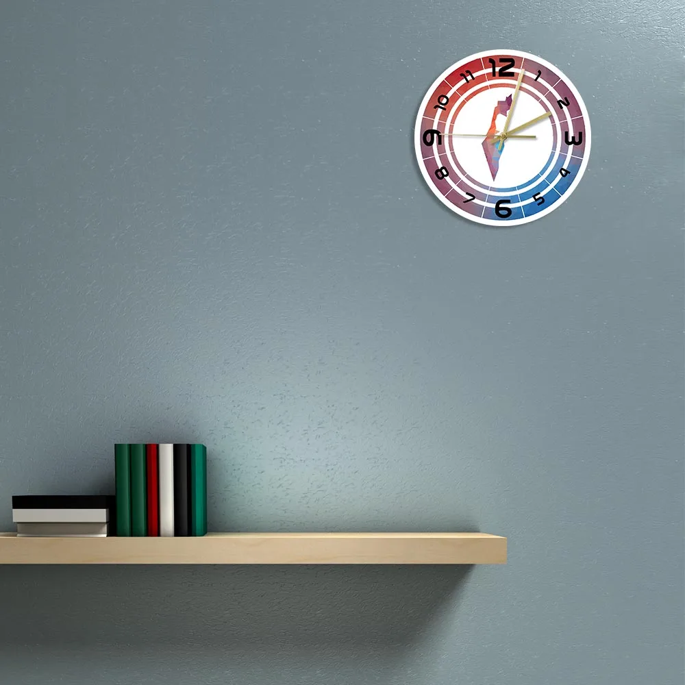 Разноцветные Израиль закругленные знаки с картой патриотические настенные часы