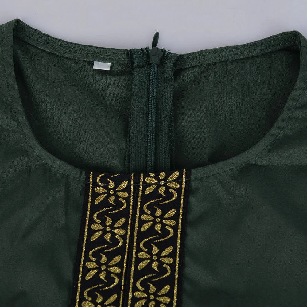 

Women Plus Size Print Abaya Jilbab Muslim Maxi Dress Casual Kaftan Long Dress