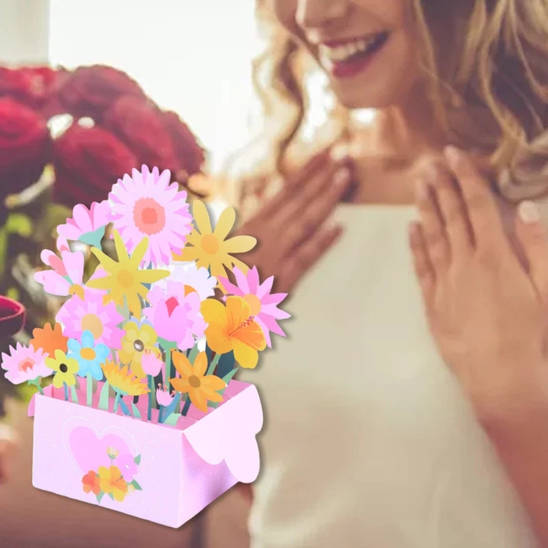 

3D Pop Up Cards Flowers Valentines Day Card Anniversary Birthday Gifts Postcard Wedding Invitations Greeting Cards