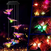 outdoor decor changing hanging solar powered garden yard wind chimes led light