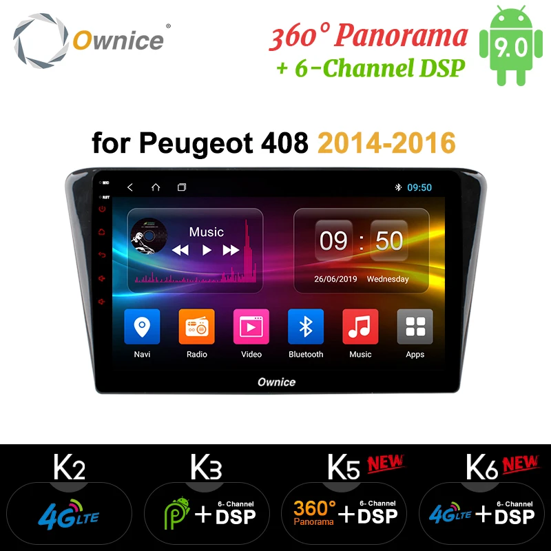 Ownice Android 9 0 Octa Core K3 K5 K6 автомобильное радио GPS Navi плеер для Peugeot 408 2014 2015 2016 360