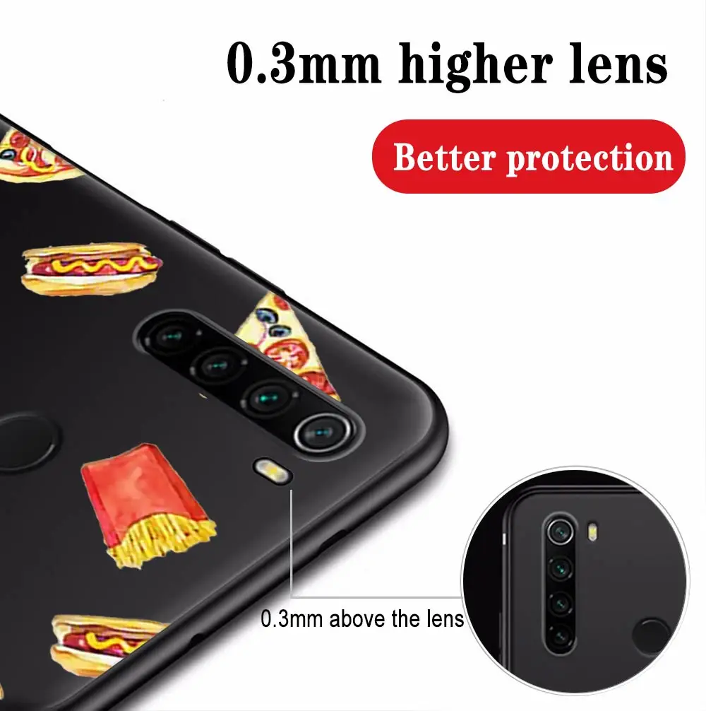 

Macaron Food Case For Xiaomi Redmi Note 9 8 7 10X 8T 6 Pro Mi Note 10 9 8 9T Pro SE A3 A2 Lite F1 Phone Cases Black Cover Funda