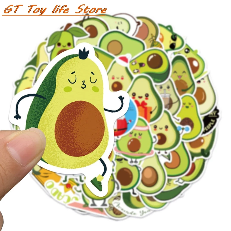 

50PCS Kawaii Cartoon Avocado Stickers For Children DIY Guitar Stationery Water Bottle Notebook Cute Girl Classic Toy Sticker