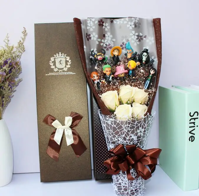 with box Горячая одна деталь действие игрушка Луффи Чоппер игрушки Санджи и Нами Зоро полный букет с коробкой выпускной подарок на день рождения ребенка - Цвет: with box