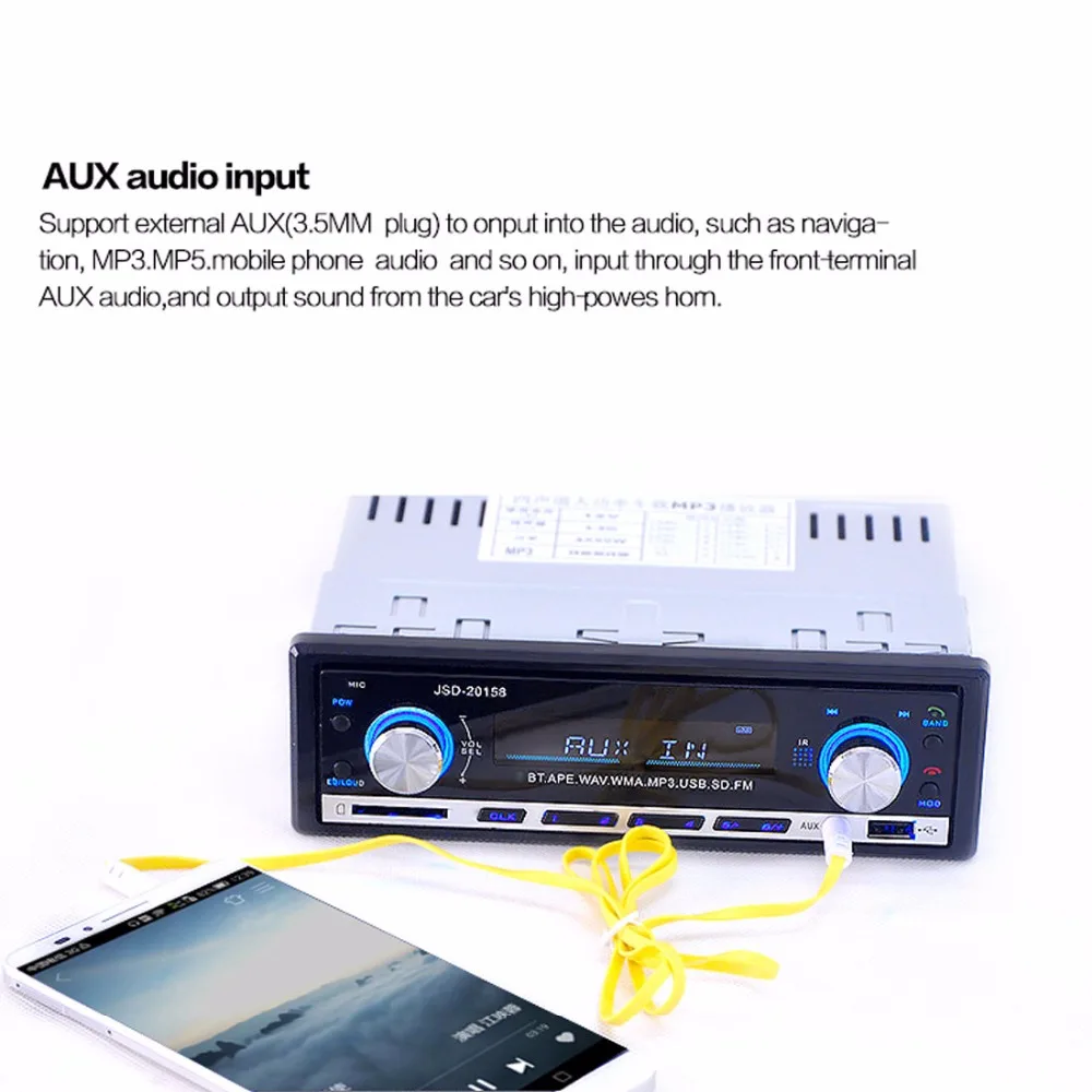 Автомагнитола USB Bluetooth V2.0 Автомагнитола JSD 20158 автомобильный стерео аудио в тире fm-приемник Aux Входной приемник USB MP3 MMC Автомобильный плеер