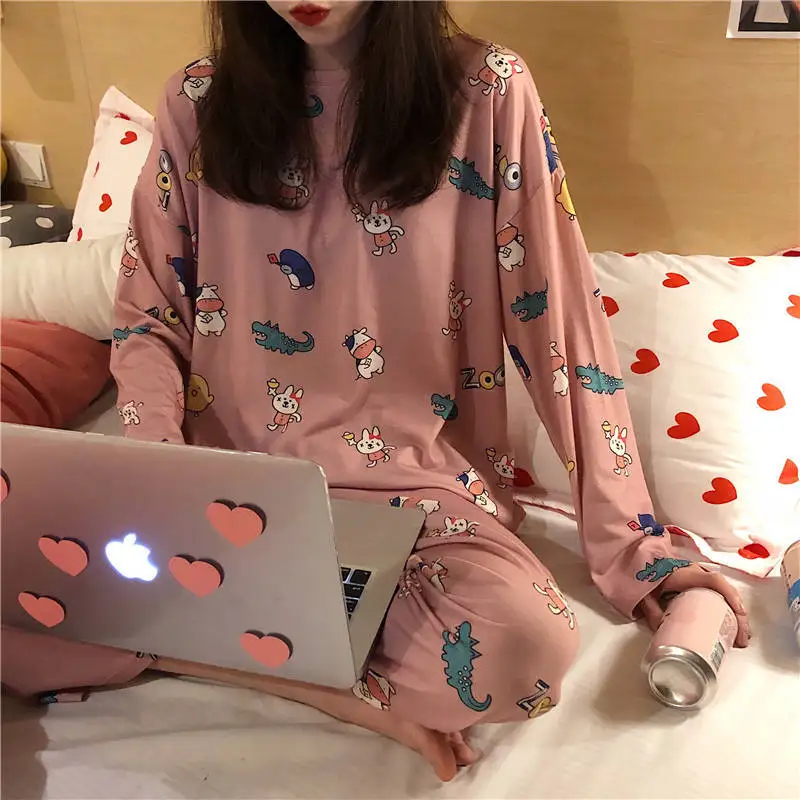 2019 зимние женские пижамы с длинным рукавом домашняя одежда 2 шт. женская