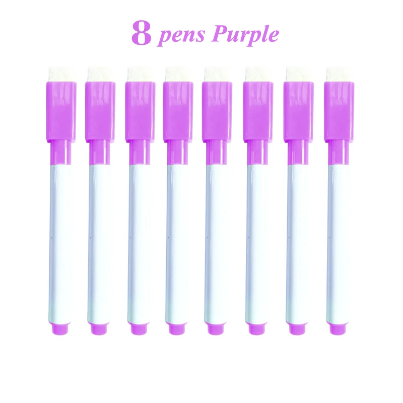 8Purple 8 шт акварельные кисти маркеры для белой доски сухая стираемая ручка с ластиком магнитные маркеры для письма Акварельная ручка - Цвет: 8Purple