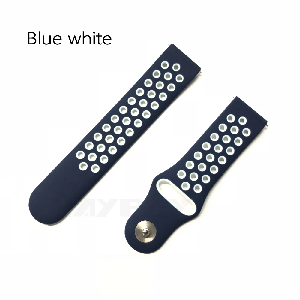 blue white Красочные Мягкие силиконовые часы ремешок для Xiaomi Huami Amazfit Pace дышащий браслет Сменные браслеты 22 мм ремешок - Цвет: blue white