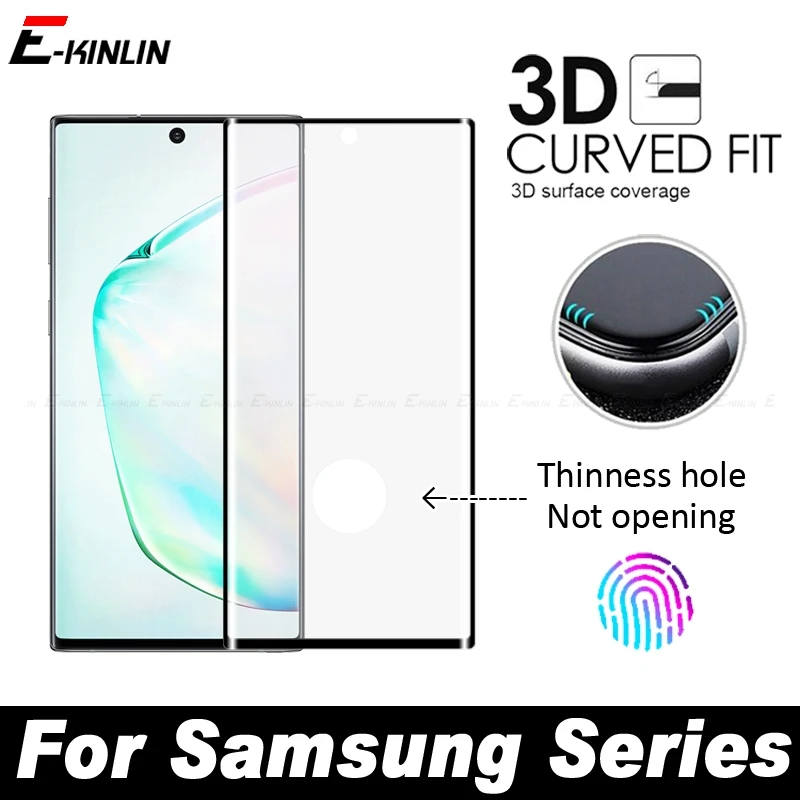3D полное покрытие закругленные края закаленное стекло для samsung Galaxy Note 10 S10 Plus 5G защита экрана разблокировка отпечатков пальцев стеклянная пленка