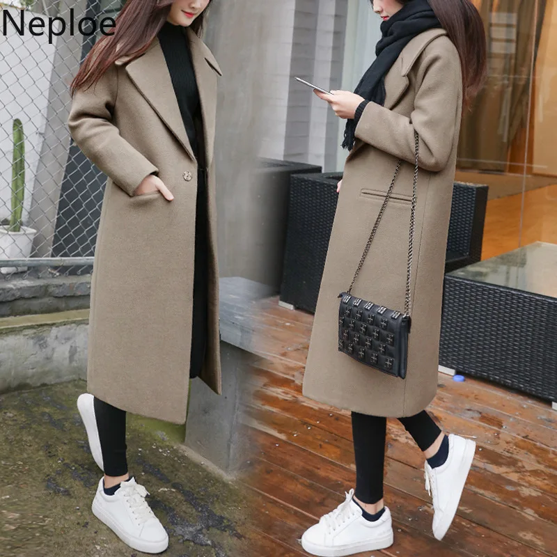Осень зима 2020 новое длинное пальто Neploe женское элегантное приталенное Прямое