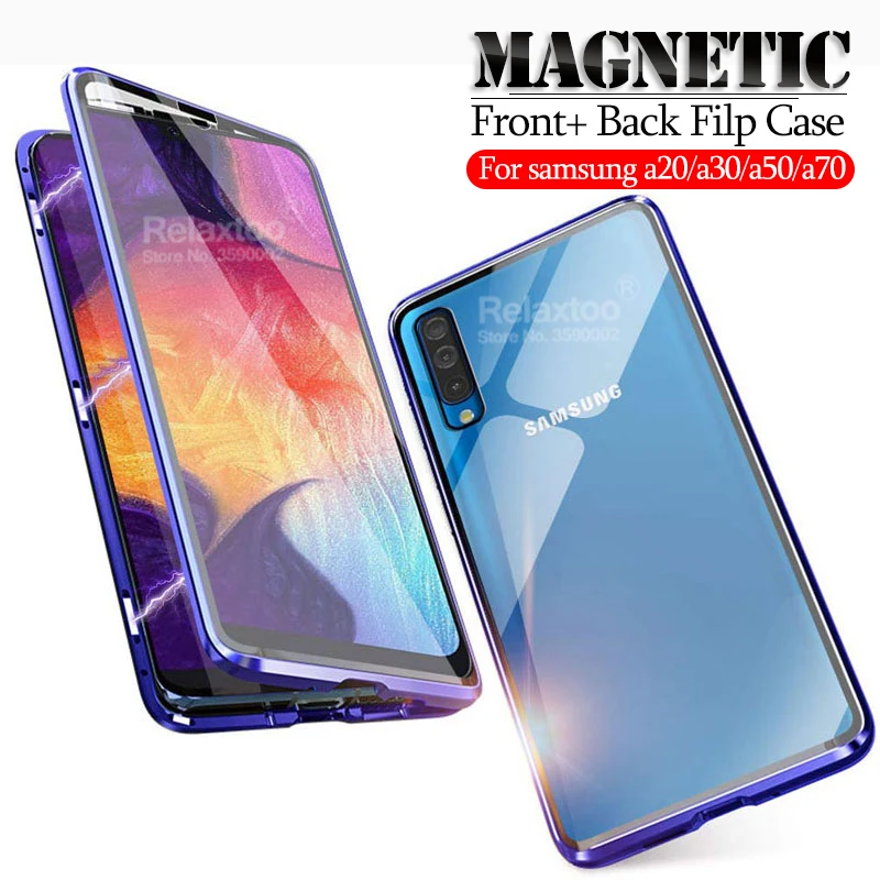 360 полный защитный чехол для samsung A50 магнитное заднее стекло на Galaxy A20 A30 A50 a 50 30 металлический адсорбционный чехол