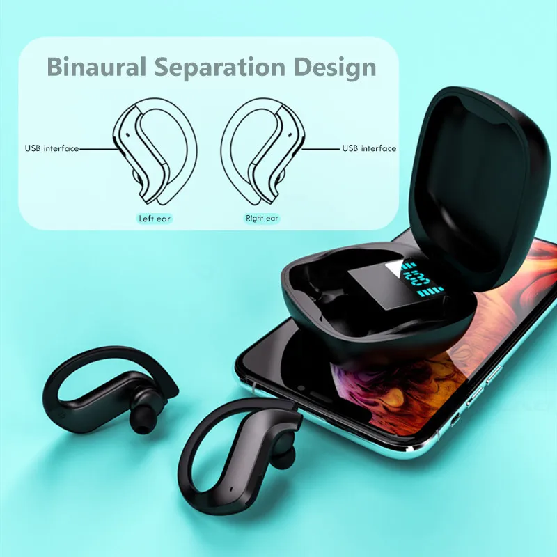 5 0 TWS Bluetooth наушники 9D стерео беспроводные Led дисплей водонепроницаемый