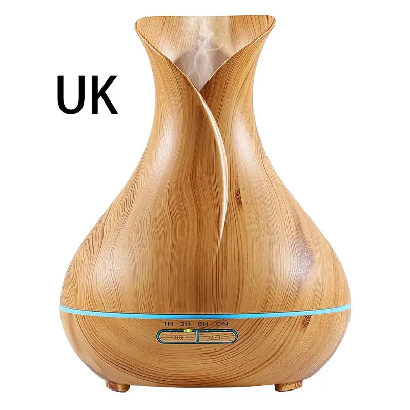

400ml Wood Grain Ultrasonic Essential Oil Diffuser Light AU US UK EU Aroma Aromatherapy Fine Fog Humidifier Anti Slip Base Room