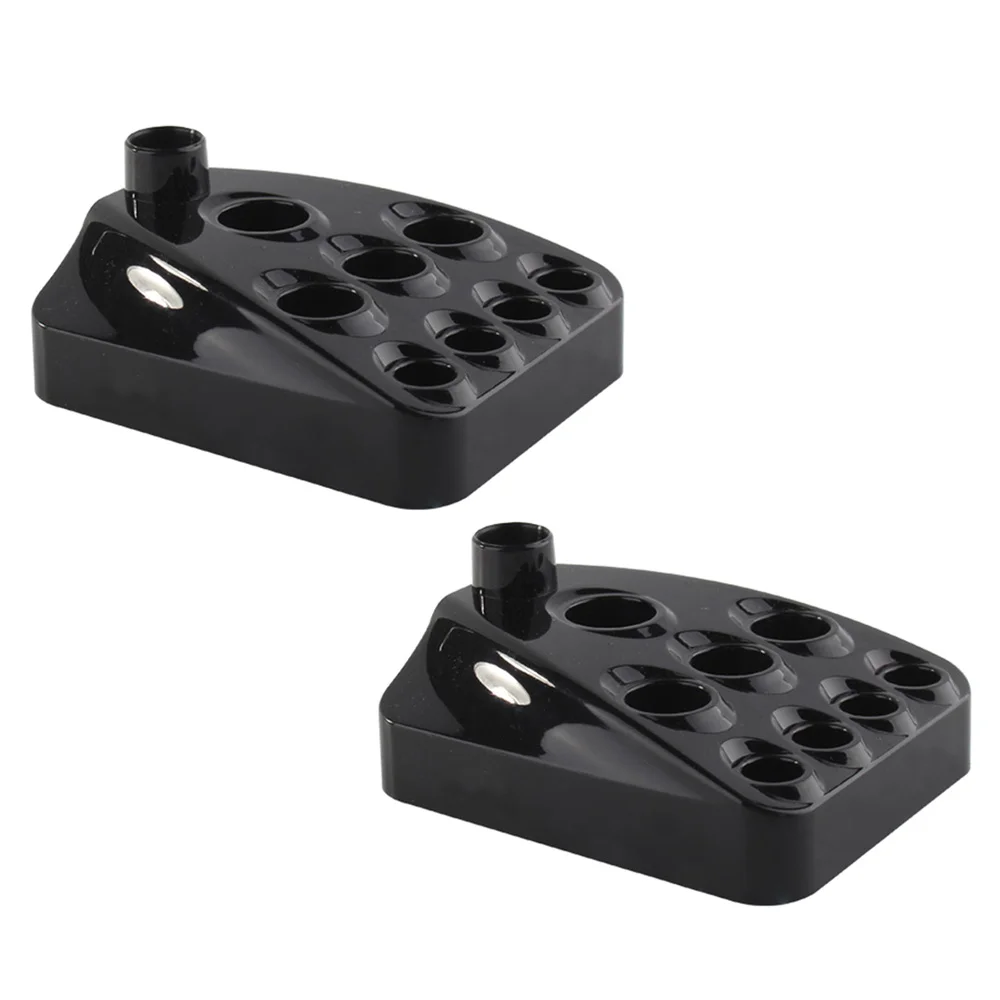 

2pcs Holes Pen Holder Portable Multifunction Durable Pigment Cup Rack Pigment Shelf Ink Cup Stand for Salon (Black)