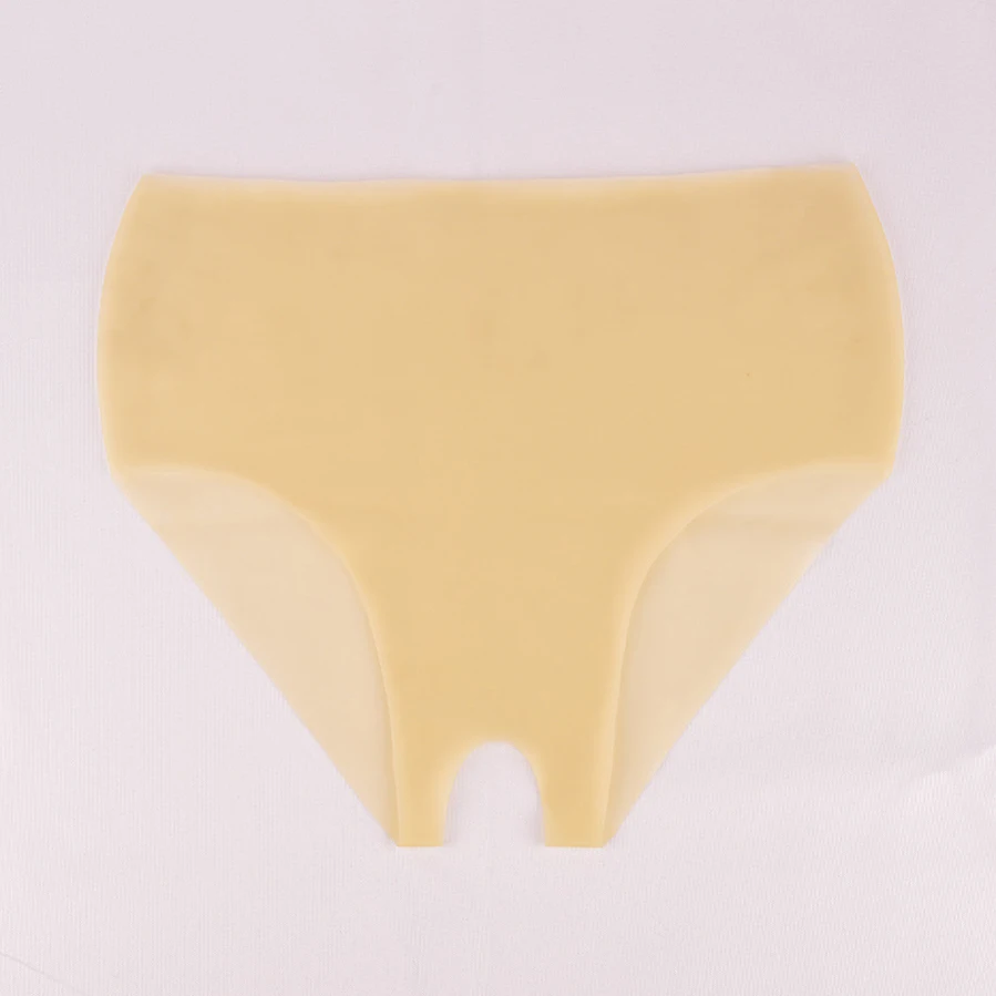 Сексуальные латексные женские трусики телесного цвета с открытой промежностью