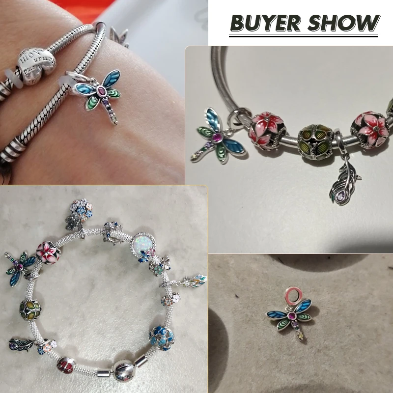 

Authentic 925 Sterling Silver Shiny Dragonfly Charm for Original Silver DIY Bracelet or Bangle jewelry Make beads SCC1706