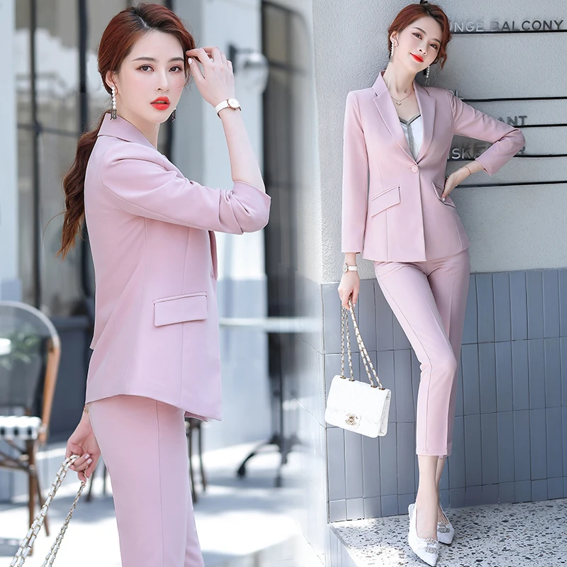Formal Uniform Designs Pantsuits Spring Fall Novelty Red OL Styles Ladies Office Blazers Set Business Professional | Женская одежда