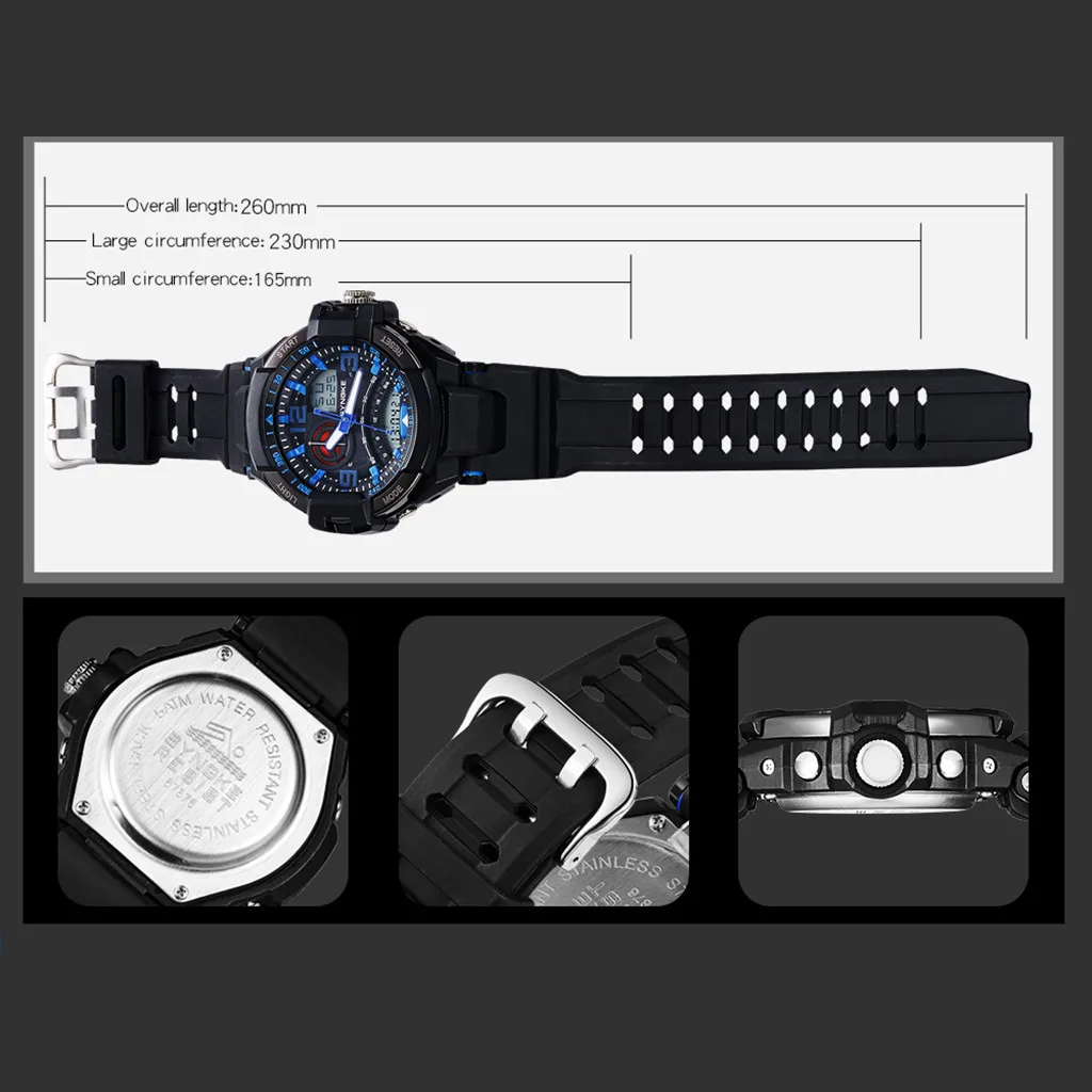 

Sport Men Outdoor Watches Waterproof Dual Display Analog Digital LED Watches Male Mechanical Wrist Clock Reloj Hombre homme