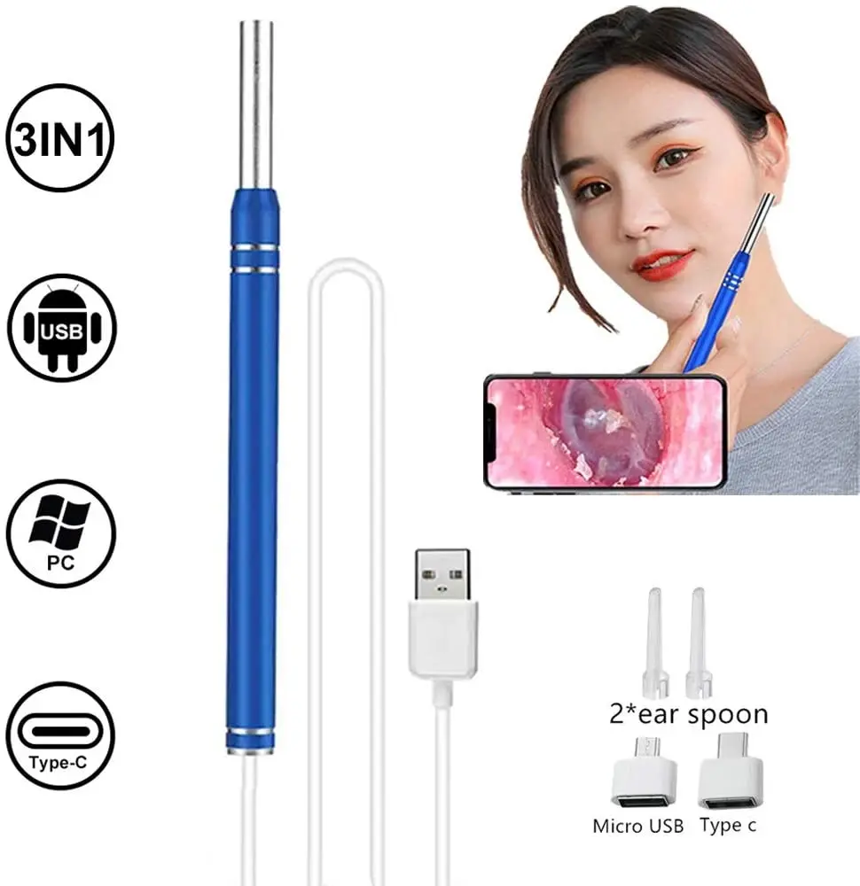 

Ear Cleaning Endoscope 5.5mm Medical Otoscope Earpick Spoon Usb c Smart Visual Nose Inspection Scope Camera for Android Phone Pc