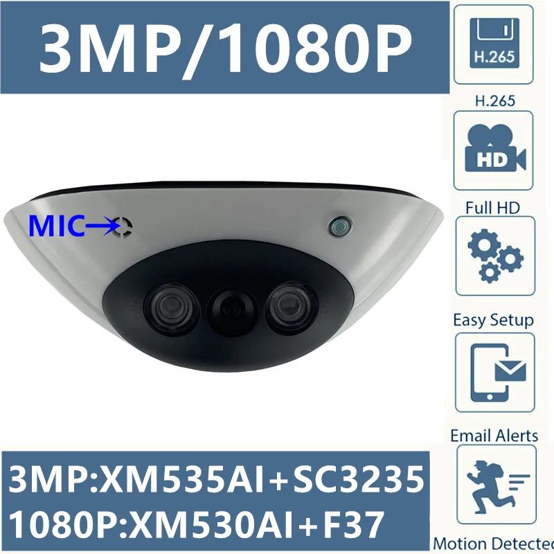 Интегрированная микрофонная аудио 3MP 2MP IP потолочная купольная камера XM535AI + SC3235