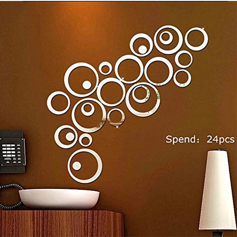 24 шт. зеркальные наклейки в виде Круга | Дом и сад