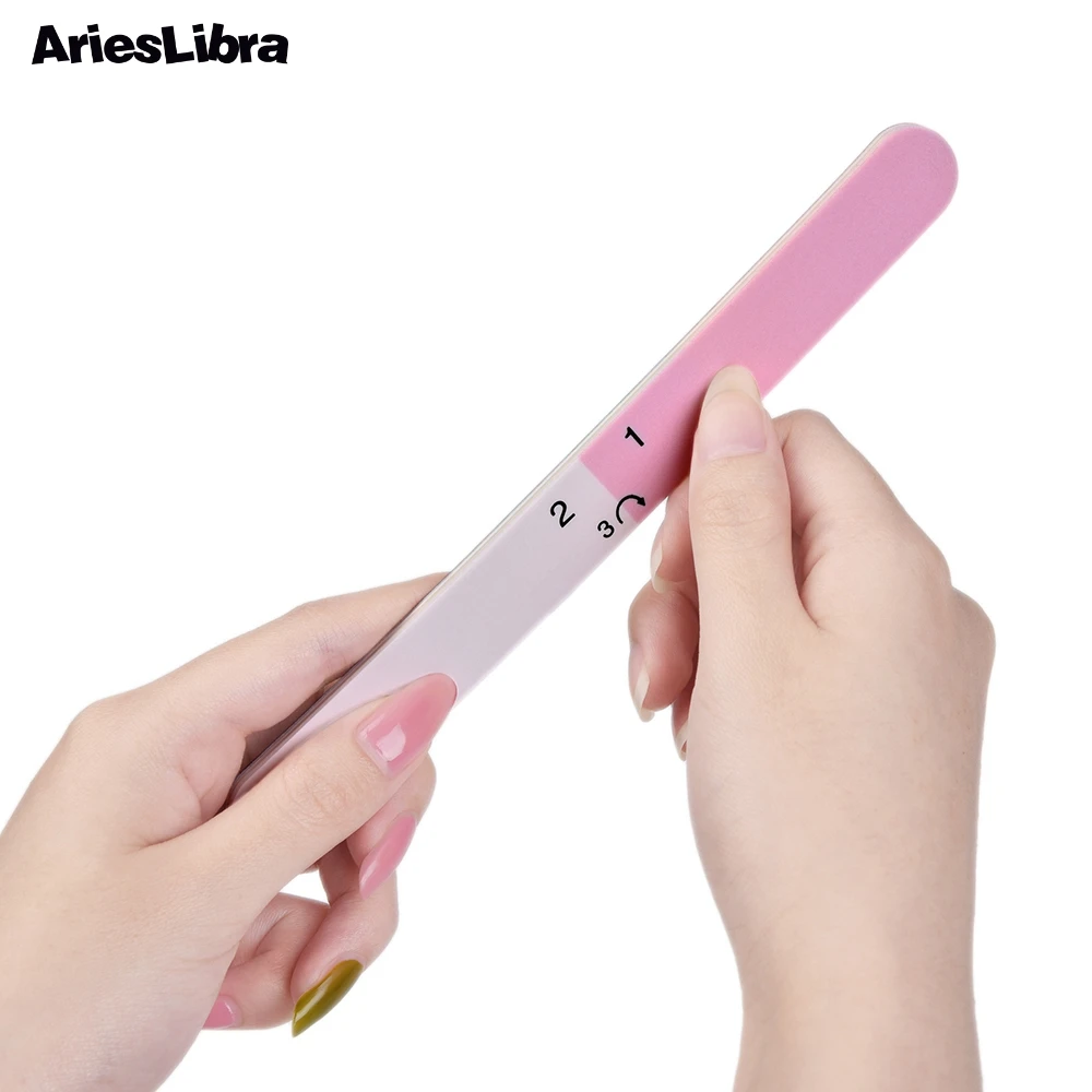 3-Ways Smiling Nail Files for Manicure Grinding Polishing Strip UV Gel Polish Sanding Buffer Sandpaper Art Tool |