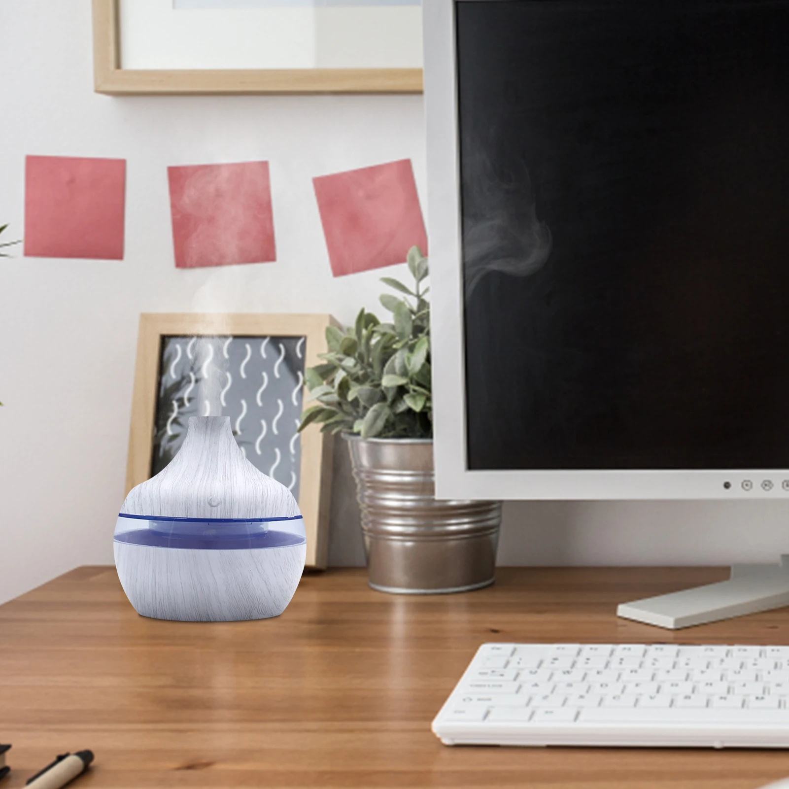 

300ML USB Air Humidifier Electric Aroma Diffuser Mist Wood Grain Oil Aromatherapy Mini Have 7 LED Light For Car Home Office