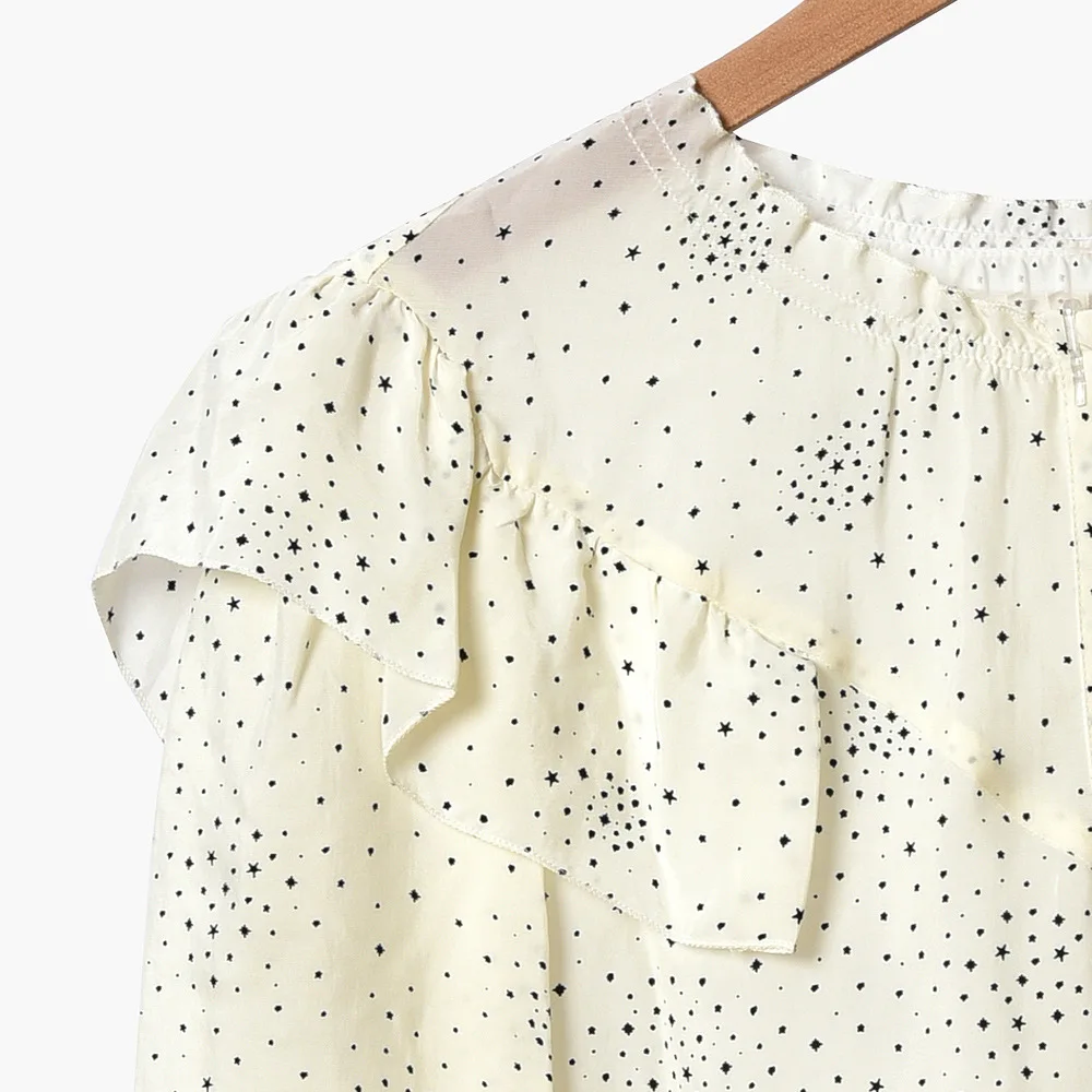 

2020 Spring and Summer New Blouse Star Print Lotus Leaf Sleeve Shirt Women