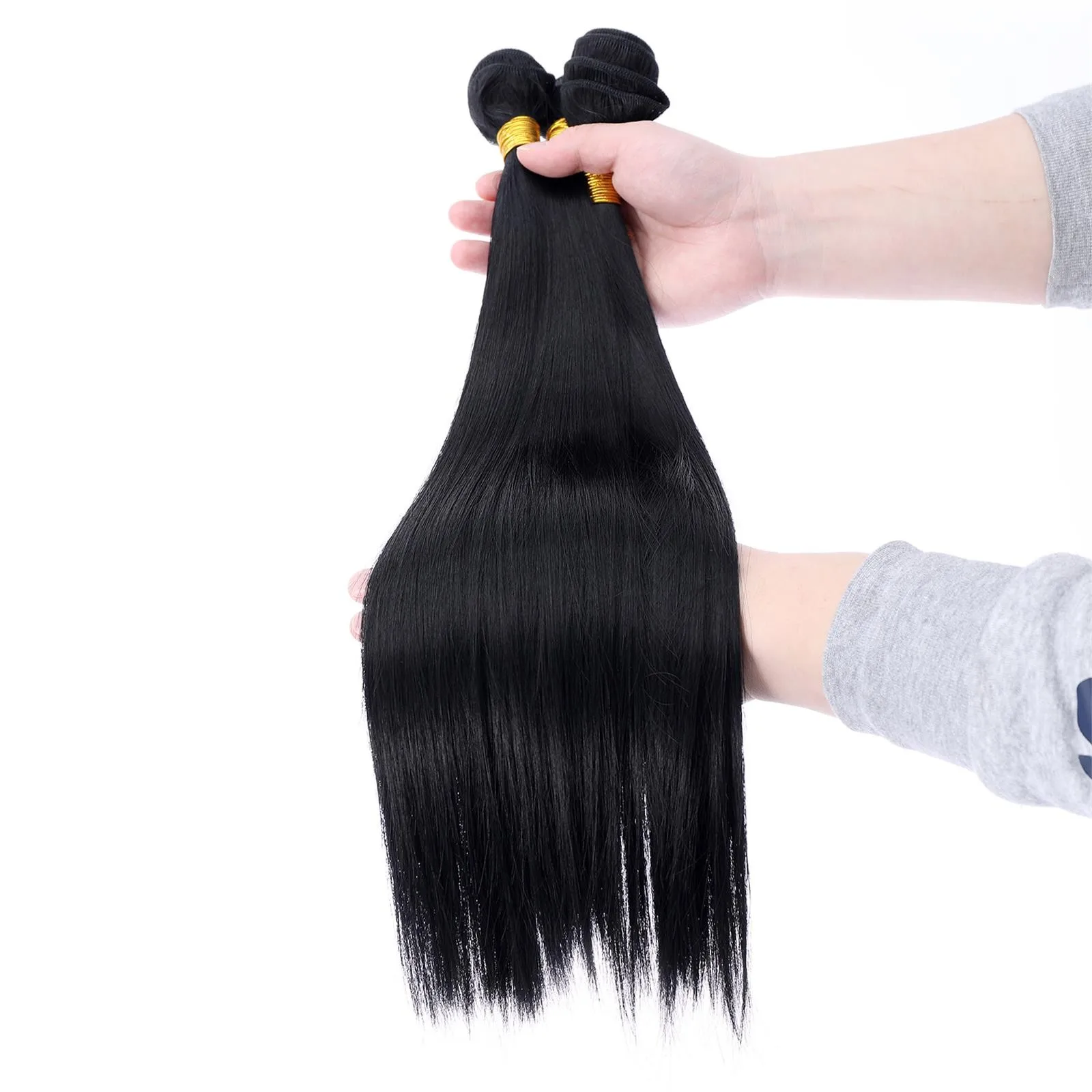 Искусственные волосы пряди бразильских Для женщин черные длинные прямые парики