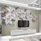 Пользовательские Настенные обои, современная простая ручная роспись маслом лилии, цветок, фреска, гостиная, спальня, фон, наклейка на стену 3D