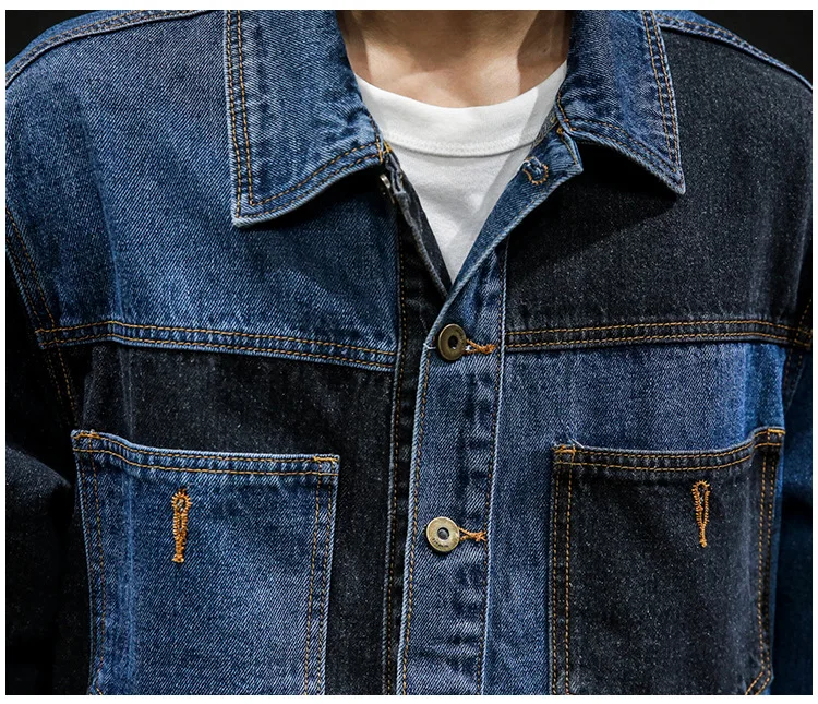 

iSurvivor 2021 New Autumn Hip Hop Fashion Patchwork Mens Denim Jacket Young Design Street Jacket Men Plus Size Jeans Men Jacket