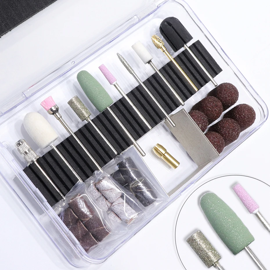 32 шт. шлифовальные сверла для ногтей из сплава и силикона электрические