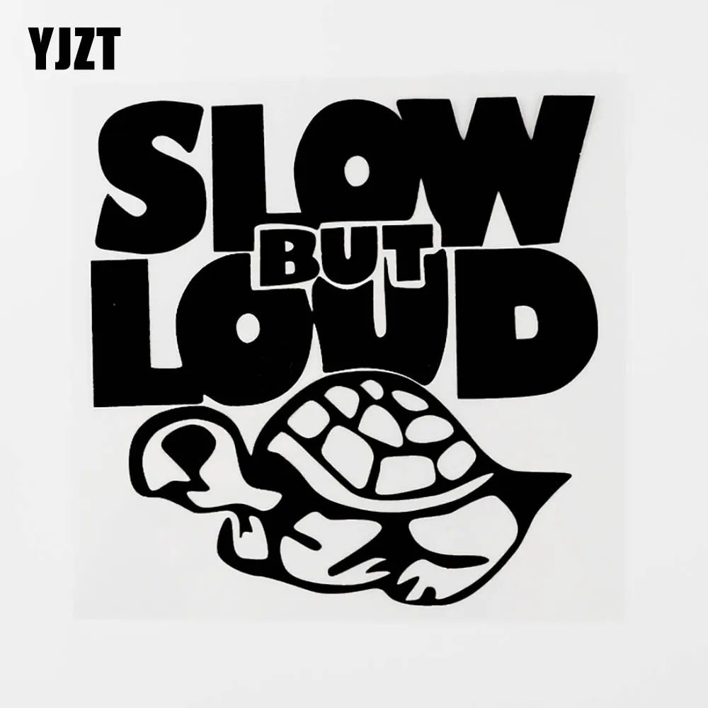 YJZT 15,6 см × 15,5 см, графическая наклейка для автомобиля с медленным, но громким веселым животным, черная/Серебристая Наклейка 8C-0564