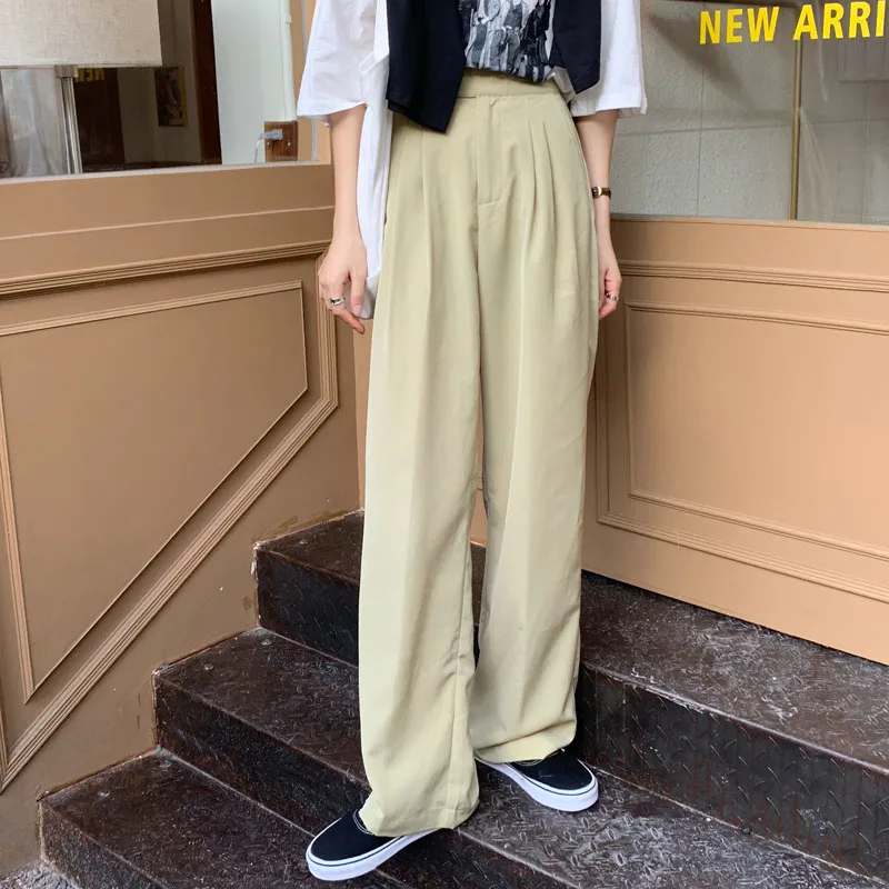 

HziriP Chic 2021 Korean Plus Size Office Lady Pants Summer Thin Solid Brief Gentle Minimalist High Waist Streetwear Trousers