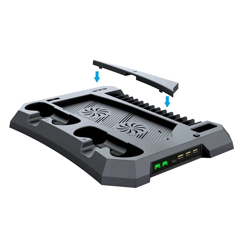 

Вертикальная охлаждающая подставка для контроллера, совместимая с PS5, Держатель зарядного устройства, USB-порт Type-C, светодиодный дисплей