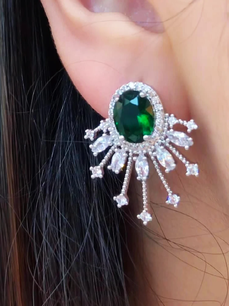 

GODKI Новинка 2022 Роскошные Подвески фейерверк цветок полный Mirco выложенный Кристалл Цирконий Дубай Свадебные серьги-подвески Модные ювелирны...