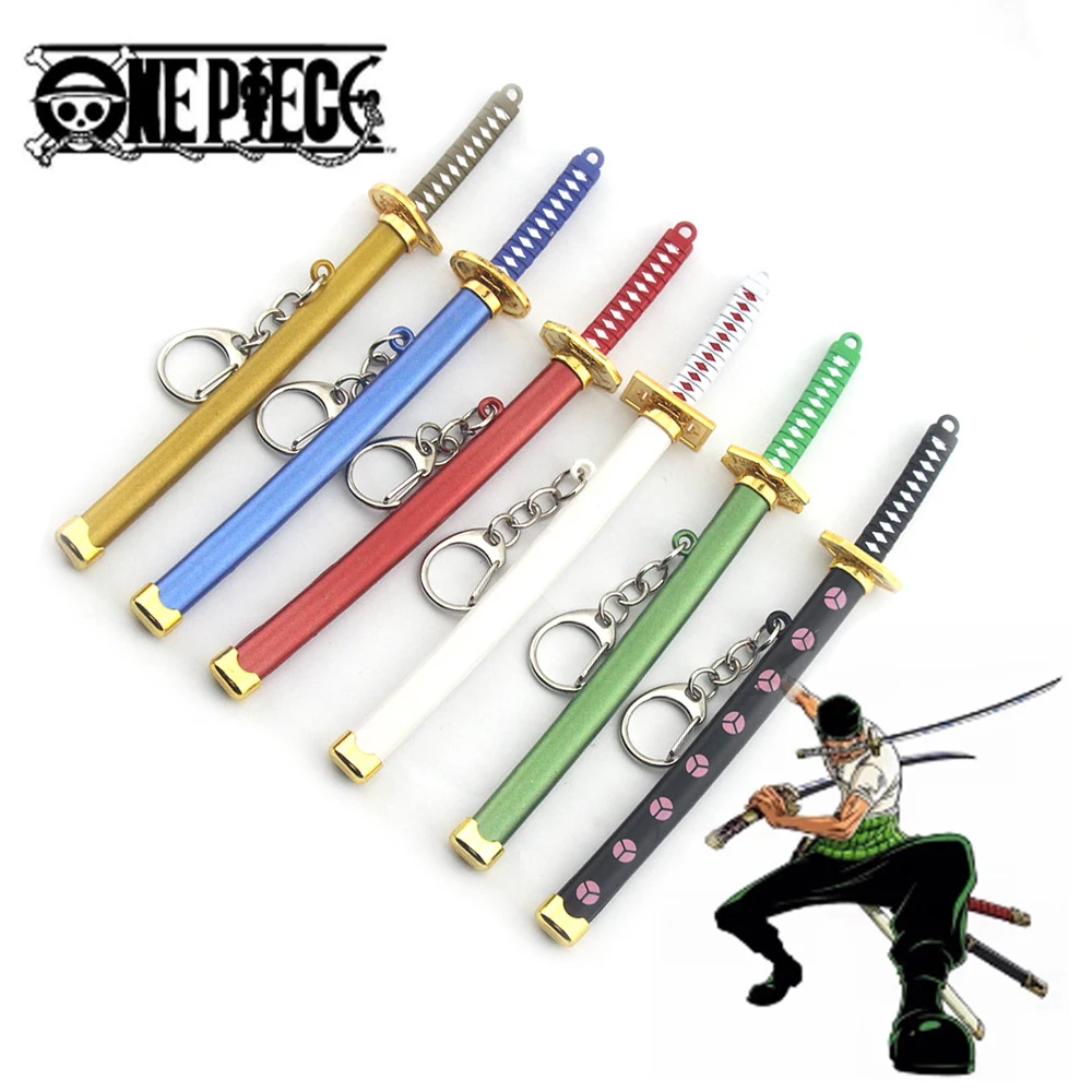 

Цельный брелок для ключей из аниме, брелок для ключей, ророноа, Зоро, меч, кайтсу, Игрушечная модель, металлический брелок для ключей, брелок ...