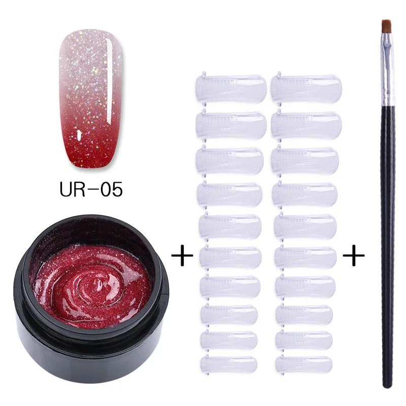 3Pcs set 5 UR SUGAR 15 мл голографический Блестящий Быстрый строительный поли набор для маникюра гель-лаком тепловой поли гель продлевающий половой акт лак кончик ногтей строительный УФ-гель - Цвет: 3Pcs set 5