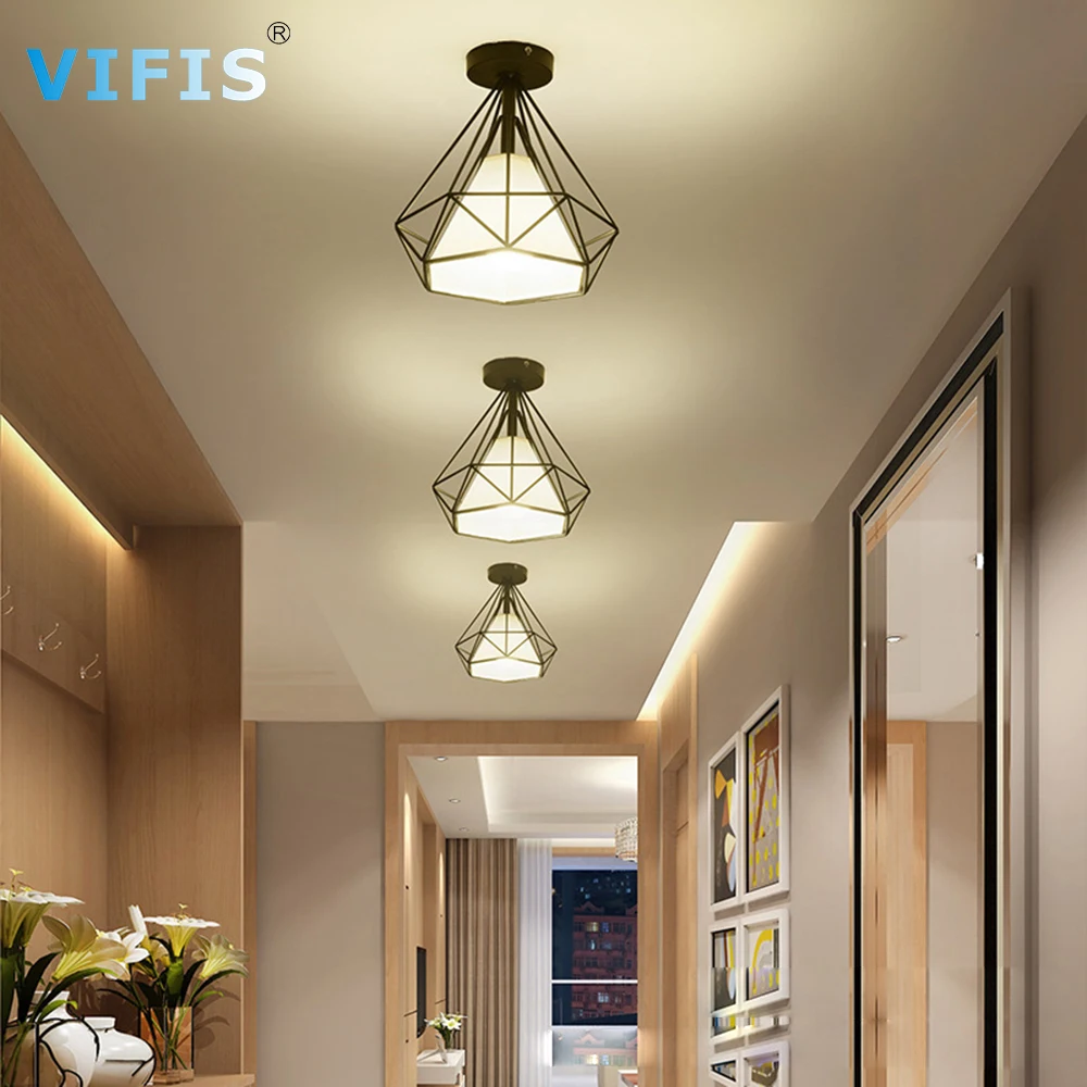 3 Colors Vintage Rustic Ceiling Light Metal Retro Lamp Fixture for Living Room Corridor Aisle 220V E27 Black | Лампы и освещение