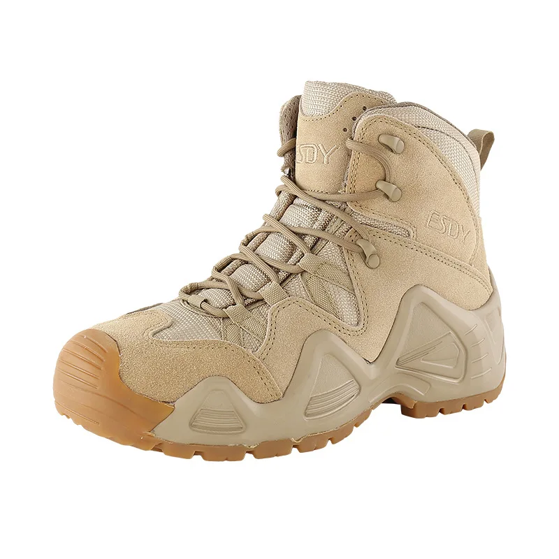 

2021 New Cow Suede Men Boots Ankle Rubber Military Combat Boots Lace up Men Sneakers Casual Army Shoes Outdoor Work Safety Boots
