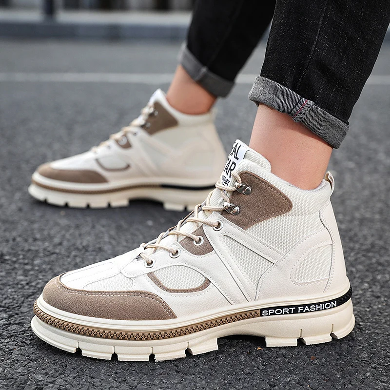 HUMTTO зимние теплые меховые кроссовки мужские Нескользящие походные ботинки